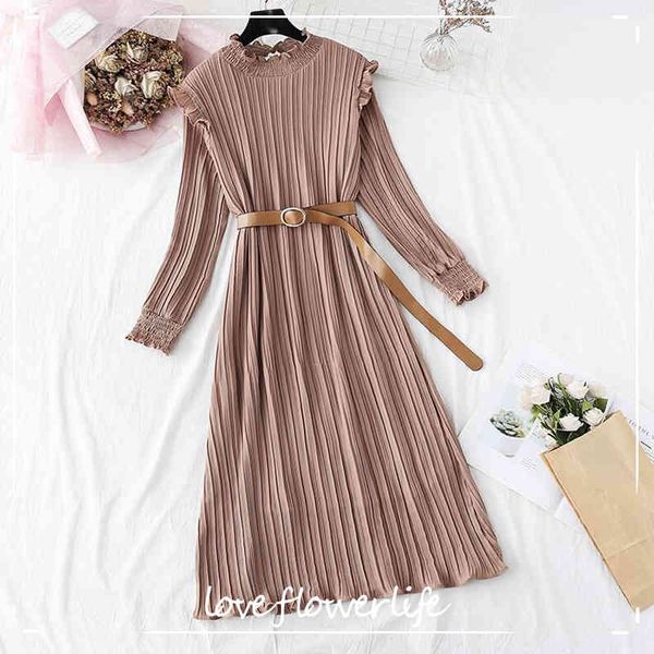 spring women dress vintage solid color pleated chiffon dress lotus leaf collar long sleeve loose plus size dresses vestidos 210521, Black;gray